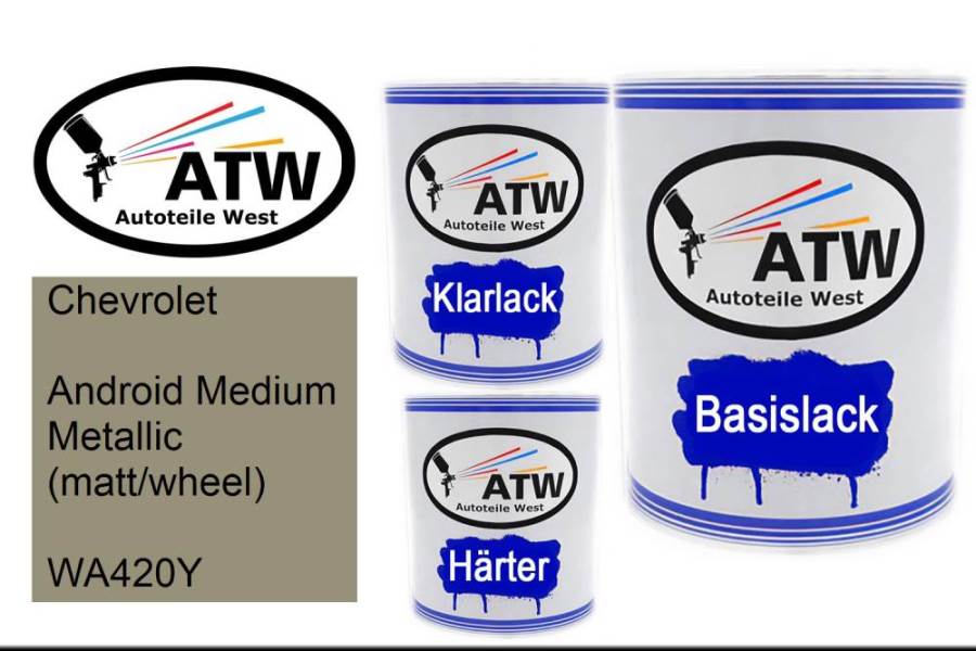 Chevrolet, Android Medium Metallic (matt/wheel), WA420Y: 1L Lackdose + 1L Klarlack + 500ml Härter - Set, von ATW Autoteile West.